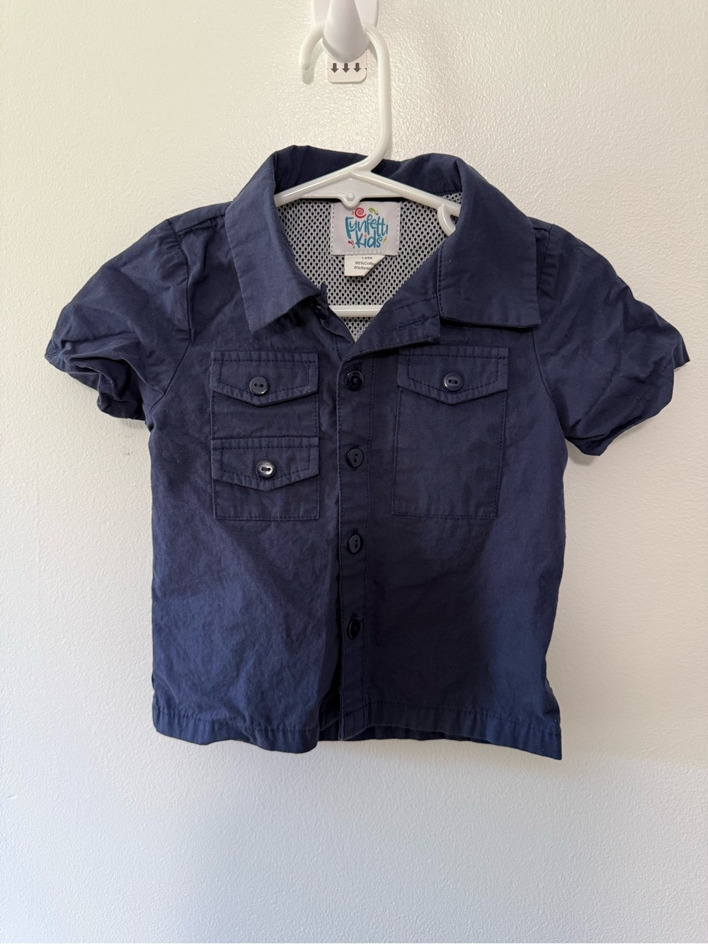 Kids Navy Fishing Short-Sleeve Button-Up Shirt